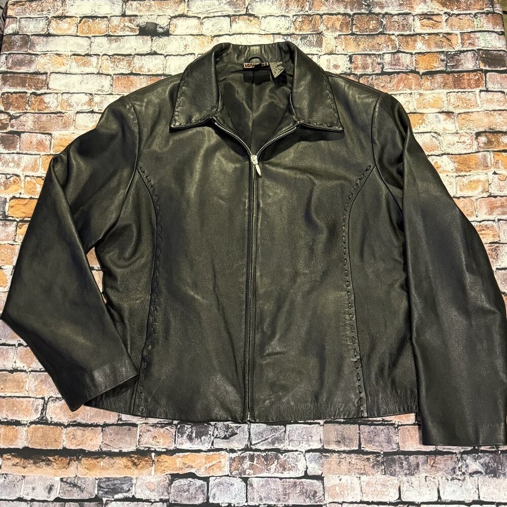 Vintage Y2K Studio West Women's 100% Leather Western Style Jacket Size Large
